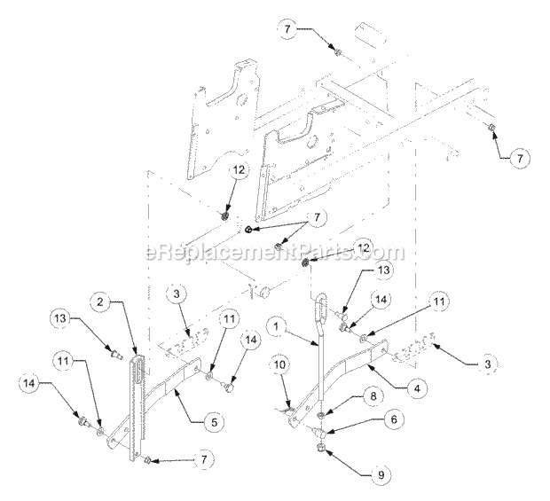 Implement Lift Hanger Diagram and Parts List for LT2138 13A-214F710 Cub Cadet Lawn Tractor